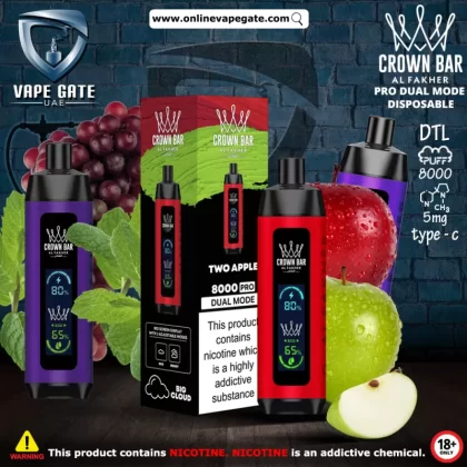 Al Fakher - Crown Bar Pro Dual Mode Disposable Vape (8,000 Puffs) - Blackcurrant Ice / 5 mg