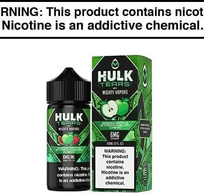 GREEN APPLE STRAW-MELON CHEW BY MIGHTY VAPORS HULK TEARS 100ML - Vapejuice