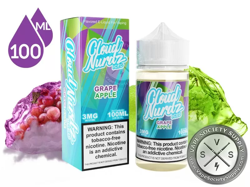 Grape Apple Iced by Cloud Nurdz 100ml - Vape Product, Vape Product (E1329D)