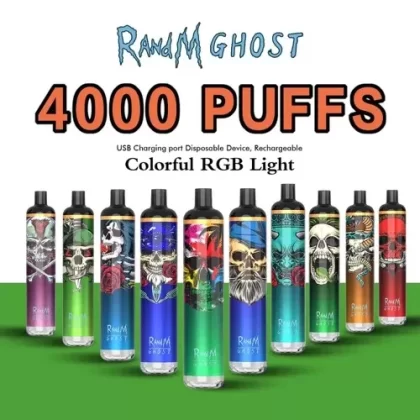 Original RANDM Ghost Rechargeable Disposable Vape Pen Device RGB LED Light Glowing 4000 Puffs 1000mAh ( )