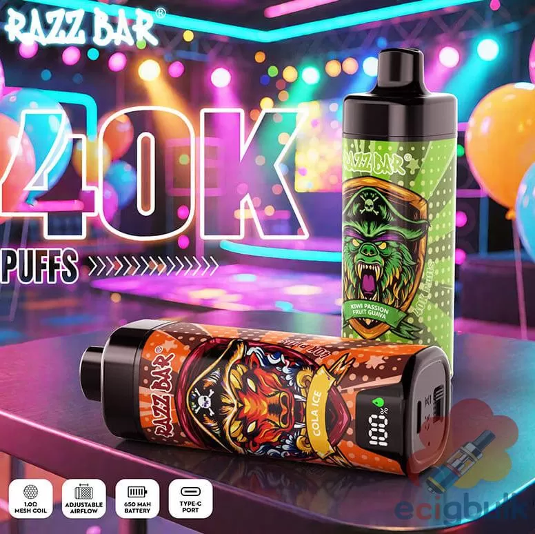 Razz Bar NEW 40000 Disposable Vape β 40K Puffs LED Screen Rechargeable