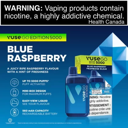 VUSE GO 5000 – BLUE RASPBERRY - Nicotine Strength#20 mg/mL