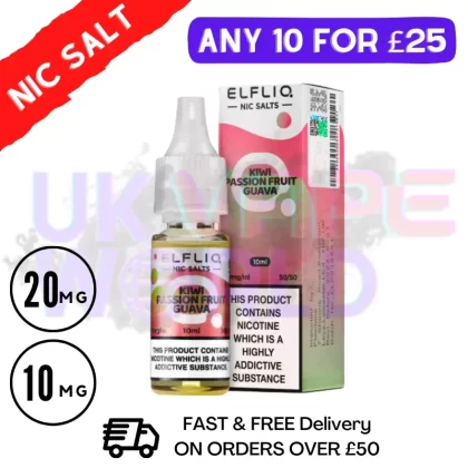 ElfLiq ‘Kiwi Passion Fruit Guava’ Nic Salt 10ML eLiquid