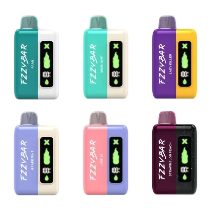 FZZYBAR X20000 Disposable E-hookah 18ml - Flavor#Clear>Grape Mint>Strawmelon Peach>Lady Killer>Double Apple>Paan>Love 66>Mango Passionfruit>Assort Mystery Combo>Blue Razz Lemonade>Miami Mint (3DD7DD)