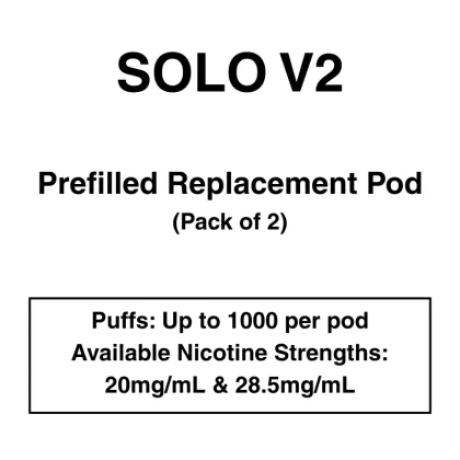 Solo V2 – Prefilled Replacement Pods – Pack of 2