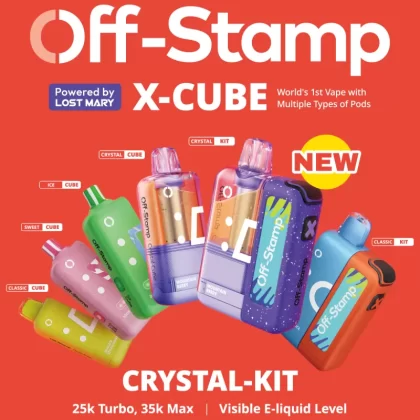 Off-Stamp X-CUBE "CRYSTAL CUBE" 35K Disposable KIT Powered By LOST MARY – 35000 Puffs - Peach Berry