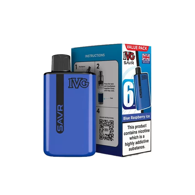 IVG SAVR Blue Raspberry Ice Vape Kit - Strength#20mg (EADD54)