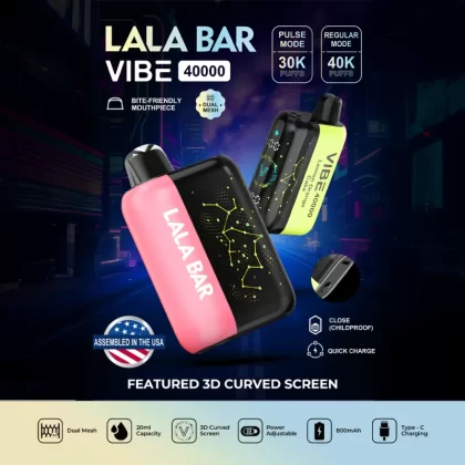 Assembled in USA | LALA BAR Vibe 40K Puff Disposable Device - TEXAS COMPLIANT VERSION - Texas Green Apple