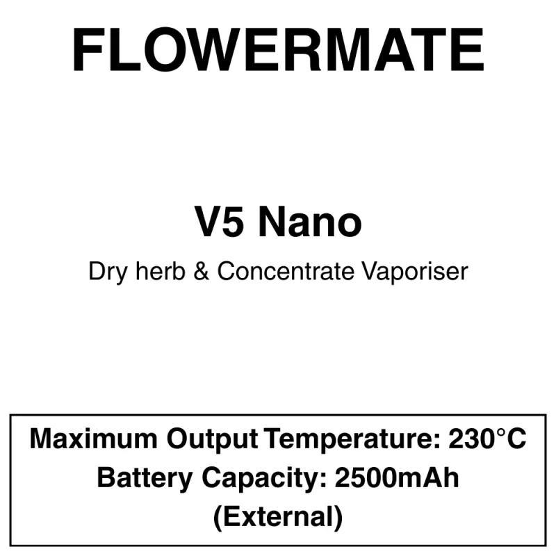 Flowermate V5 Nano – Dry Herb Vaporizer - Vapeys Co Nz