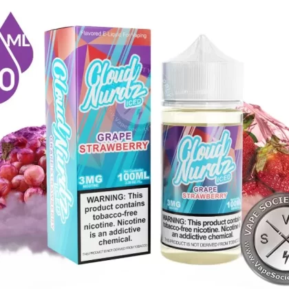 Grape Strawberry Iced by Cloud Nurdz 100ml - Vape Product, Vape Product (F04255)