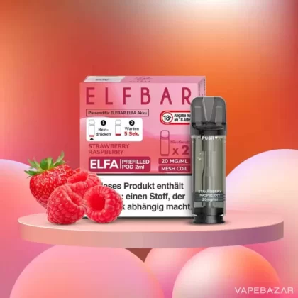 ELFBAR ELFA Pods Strawberry Raspberry 20mg – 2er Pack - Elf Bar / Propylenglykol / Aromastoffe / Glycerin / Nikotinsalz / Cooling Agent