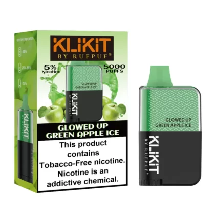 KLIKIT Glowed Up Green Apple Ice Disposable Vape 50mg – 5000Puffs