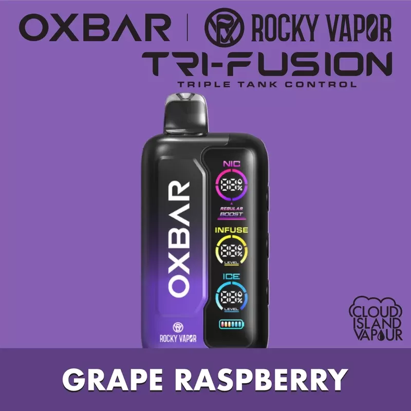 Rocky Vapor Oxbar Tri Fusion Disposable Vape – Grape Raspberry