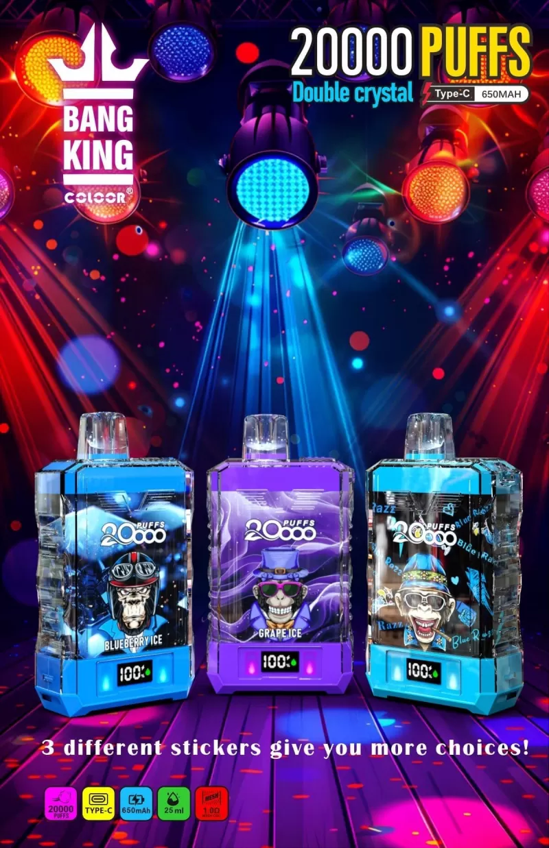 Bang King Double Crystal 20000 Puffs | 0%-5% strength, 25mL, 650mAh, bulk vape - Aiviouvapes - Image 3