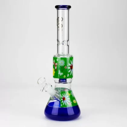 BLO – 13 Inches – Flower Decal Glass Bong - Eliquidsupply
