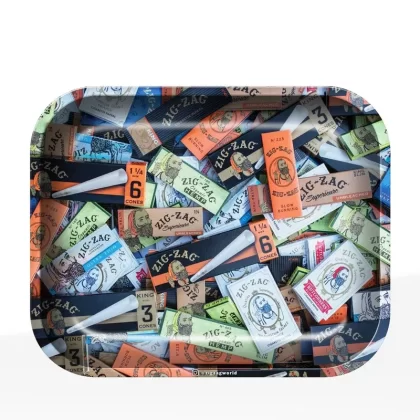 Zig-Zag® Rolling Tray | ‘Paper Mix’ | Large – 13.4″ x 10.8″ – Metal