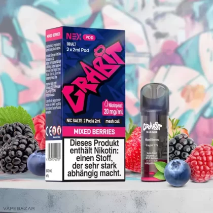 Grabit Nex Pods – Mixed Berries (2er Pack) (ELFA Kompatibel) - Früchtemix; ca. 1200 insgesamt