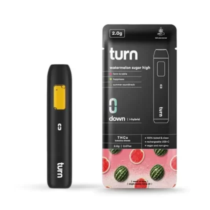 Turn Hemp THCa blend Disposable Vape Pen 2g (Indica) Nightime - flavors#Mango x Guava>Watermelon Sugar High>Berry Dreamy>Gelato Paradiso>Kiwi Spiked Punch>Neon Nectar>Dragon Fruit Açaí>Grand