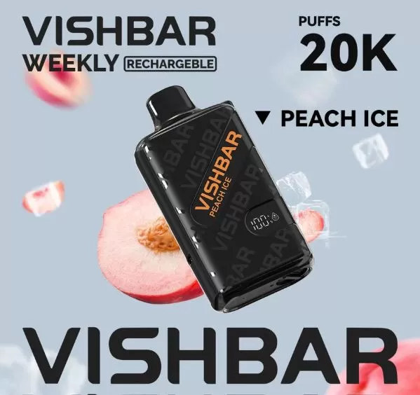 Vishbar Weekly Rechargeable Disposable Vape (20,000 Puffs) - Peach Ice / 50 mg - Image 3