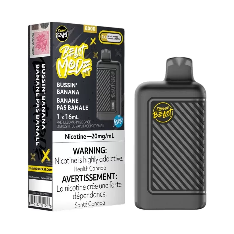 Beast Mode 8K Bussin’ Banana Iced Disposable Vape