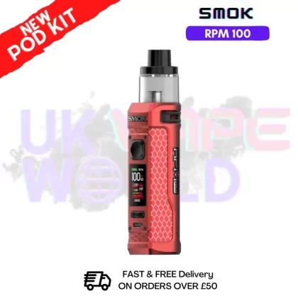 Matte Red Smok Rpm 100 Pod Kit + Free Nic Salt
