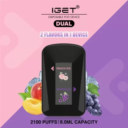 IGET Dual – Peach Ice & Grape Ice (2100 Puffs)