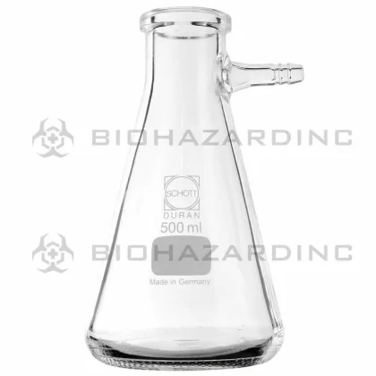 Schott DURAN® | Filtering Flask – Erlenmeyer Shape w/ Glass Hose | 500mL
