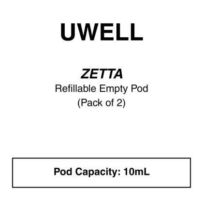 Uwell – Zetta – Refillable Empty Pod – Pack of 2 – 10mL - Vapeys Co Nz