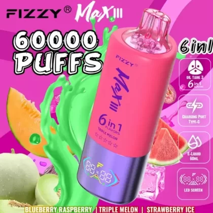 FIZZY MAX III 60000 – 60K Puffs 60ml E-liquid 6-in-1 Flavor Disposable Vape - Flamevape