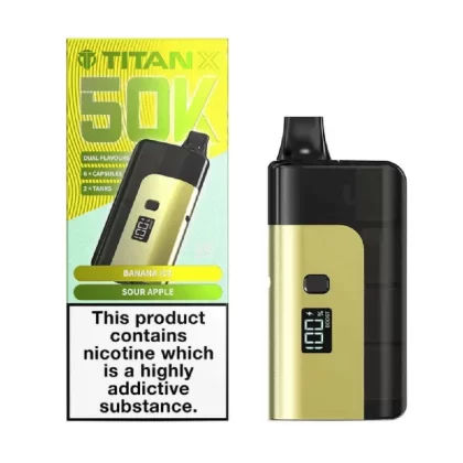 Titan X 50k Prefilled Vape Kit Banana Ice / Sour Apple - Nicotine Strength#20mg