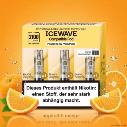 ICEWAVE Pod – Orange Sparkling Water – 3er Pack - Orange / 20mg/ml