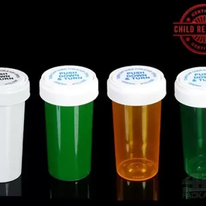 Child Resistant | Opaque White Reversible Cap Vials | 40dr – 10g – 150 Count