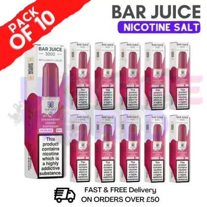 Strawberry Raspberry Cherry Bar Juice 5000 Nic Salt | Box of 10 | ONLY £13.99