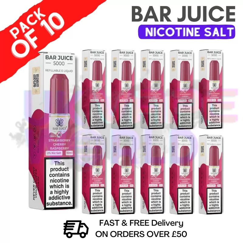 Strawberry Raspberry Cherry Bar Juice 5000 Nic Salt | Box of 10 | ONLY £13.99