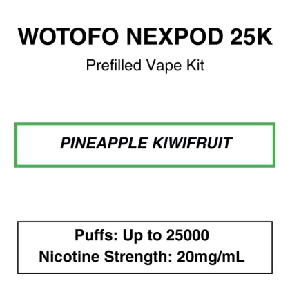 Wotofo – Nexpod 25K – Prefilled Kit – Pineapple Kiwifruit – 25000 Puffs – 20mg/mL Nicotine