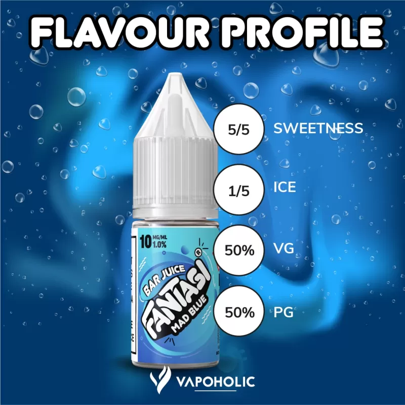 Mad Blue (Bar) Fantasi Nic Salt E-Liquid 50/50VG – 10ml – TPD - Vapestorm Co