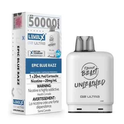 Level X G2 Ultra Flavour Beast Unleashed Pods – Epic Blue Razz Ice, 50K Puffs