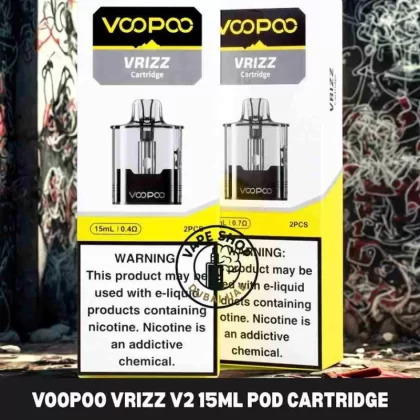 VOOPOO VRIZZ V2 15ml Pod Cartridge (2pcs/pack) Buy in Dubai - Vape Product, 0.4ohm+0.7ohm (Only for VOOPOO VRIZZ 2 Pod Kit)