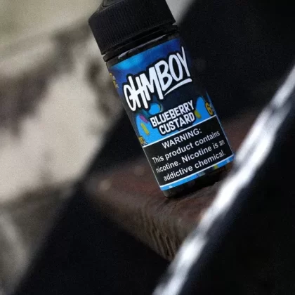 Ohmboy Blueberry Custard 100ml - Nic Level#0mg>3mg>6mg (F9AB00)
