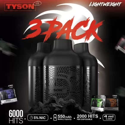 Tyson 2.0 Lightweight 6K Puff Disposable Device - 6,000 Puffs - Grape Razz