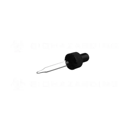 Dropper Cap | Plastic Cap w/ Glass Dropper | 18mm – Black