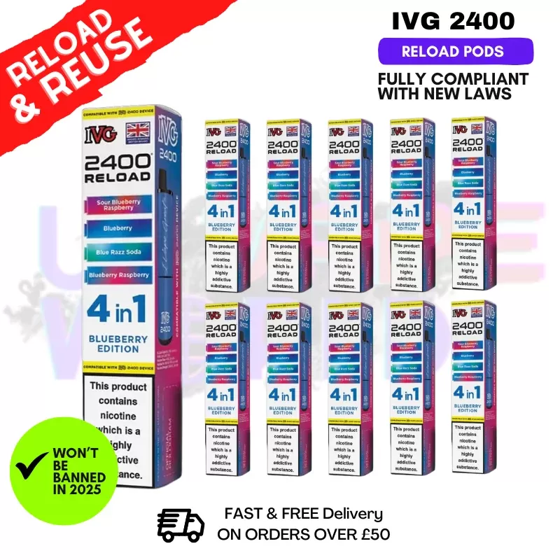 Blueberry Edition IVG 2400 RELOAD Pods – Box Of 10