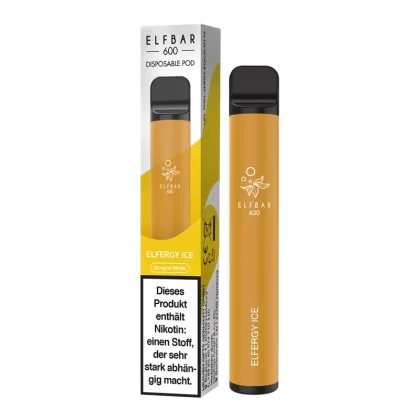ELF BAR 600 – Elfergy Ice - Energy Drink / Ice / Elf Bar / 20mg/ml / 550 mAh / Propylenglykol / pflanzliches Glycerin / Aromastoffe / Nikotin / ca. 600