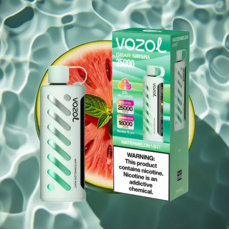 VOZOL Gear Shisha 25000 Puffs Disposable Vape – Watermelon Mint, 5mg/ml, 1000mAh, Dual Mesh Modes, S.i.L.C Tech - Bangvapeaustralia - Image 3