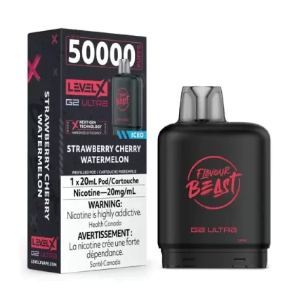 Flavour Beast Level X G2 Ultra Pod – 50k Puffs – Strawberry Cherry Watermelon Iced