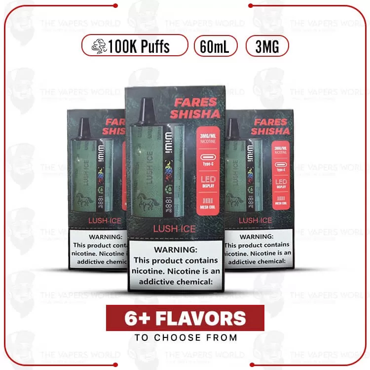 WiWi Fares Shisha 100K Puffs Disposable Vape – 3MG - Black Ice, Blueberry Gum (902FC3)