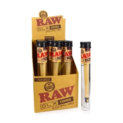 Raw DLX Handmade Glass Tipped Cones - Cannon (77D3D5)