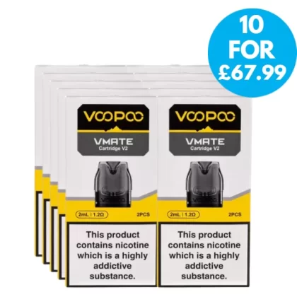 Box Of 10 – Voopoo Vmate V2 Replacement Pods 2ml Multipack - Vape Co