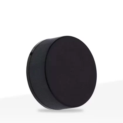 Child Resistant Plastic Caps | Ribbed Gloss w/ Foam Liner | 38mm – Black – 80 Count
