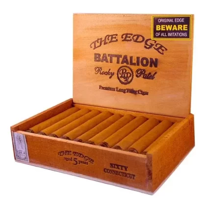 The Edge by Rocky Patel Connecticut - Product#Battalion (6.0" x 60)>Double Corona (7.5" x 52)>Toro (6.0" x 52)>Robusto (5.5" x 50)>Torpedo (6.0" x 52)~Packaging#Box of 20>5 Pack>Box of 50